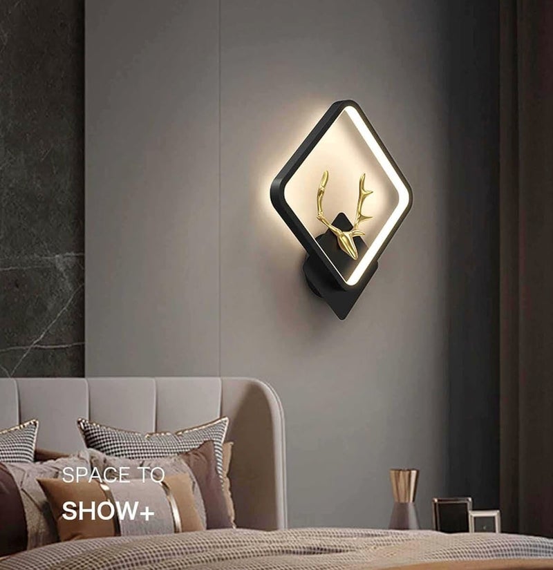 Desidiya Deer Face LED 3 Color Home Decor Fancy Indoor/Outdoor Decorative Lights for Bedroom, Black Square Pendant Light for Home Creative Flush Mount Wall Lamp for Hallway & Interior - Pack of 4 - Image 5