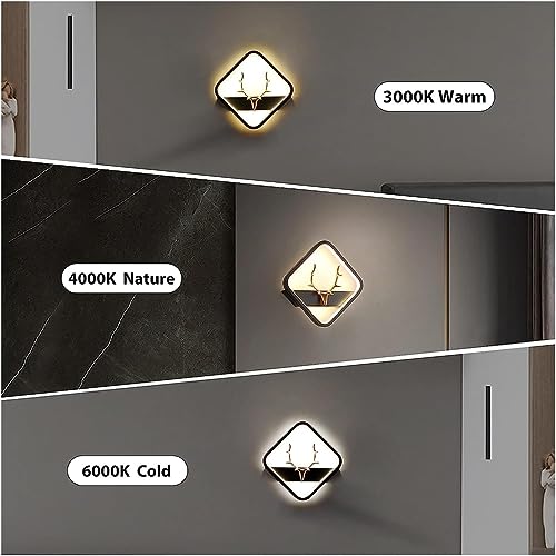Desidiya Deer Face LED 3 Color Home Decor Fancy Indoor/Outdoor Decorative Lights for Bedroom, Black Square Pendant Light for Home Creative Flush Mount Wall Lamp for Hallway & Interior - Pack of 4 - Image 2