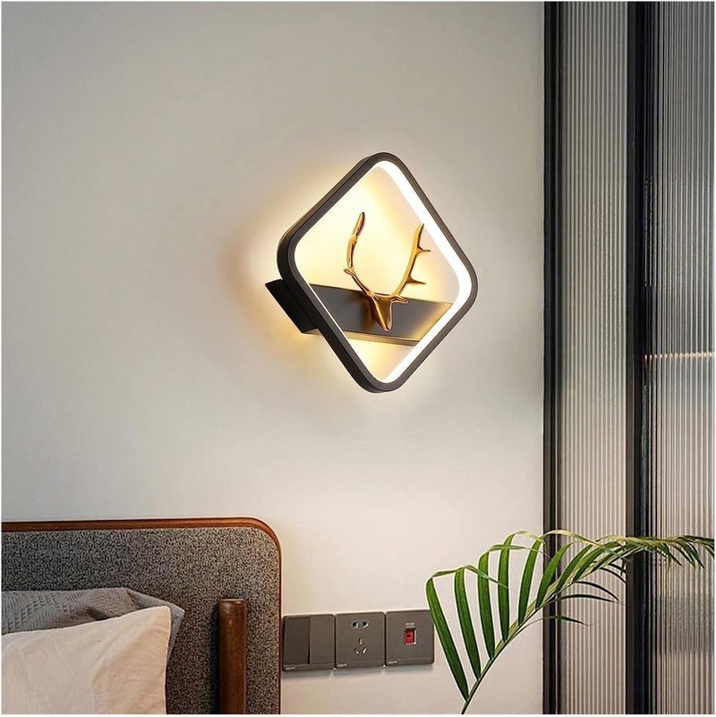 Desidiya Deer Face LED 3 Color Home Decor Fancy Indoor/Outdoor Decorative Lights for Bedroom, Black Square Pendant Light for Home Creative Flush Mount Wall Lamp for Hallway & Interior - Pack of 4 - Image 3