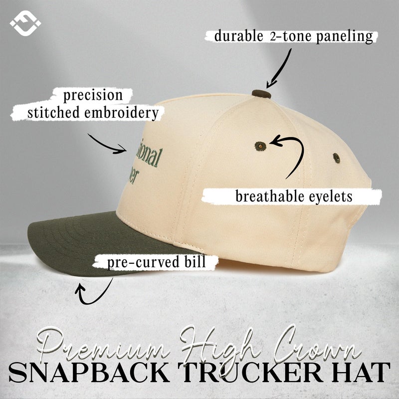 Funky Junque Two Tone Vintage Snapback Hat - Professional Yapper - Olive/Beige - Image 3