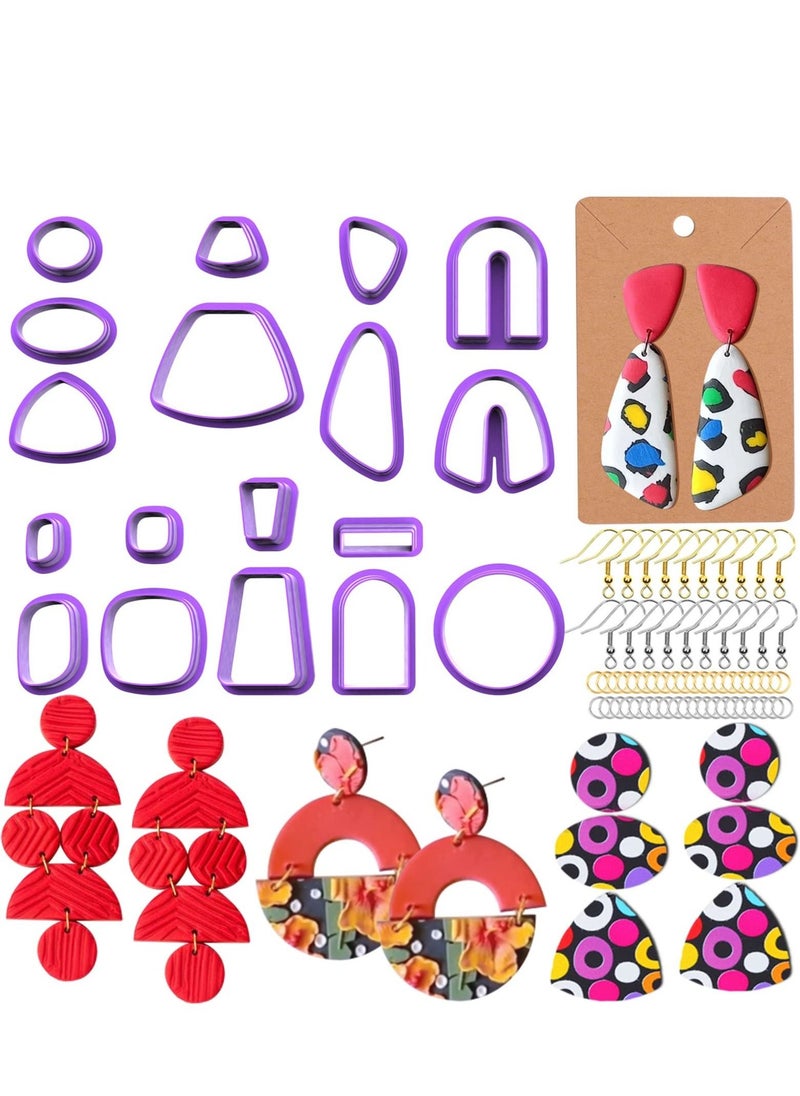SYOSI 118Pcs Polymer Clay Cutters kit, Set of 18 Clay Cutters Tools for Polymer Clay Jewelry, Plastic Clay Earring Cutters with Earring Cards, Earring Hooks for Polymer Clay Jewelry Making  - Image 1