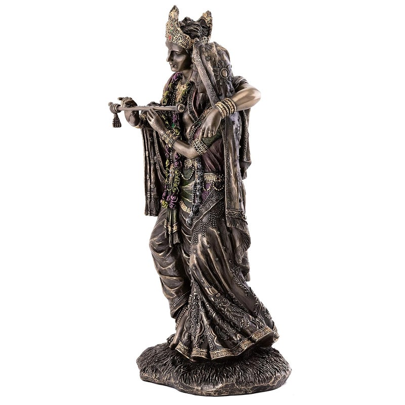 Top Collection 115 Inch Radha Krishna Hindu Divine Love Real Bronze Powder Cast Statue - Image 2