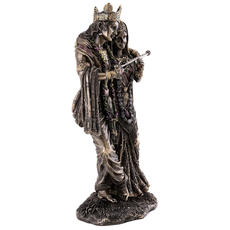 Top Collection 115 Inch Radha Krishna Hindu Divine Love Real Bronze Powder Cast Statue - Image 4