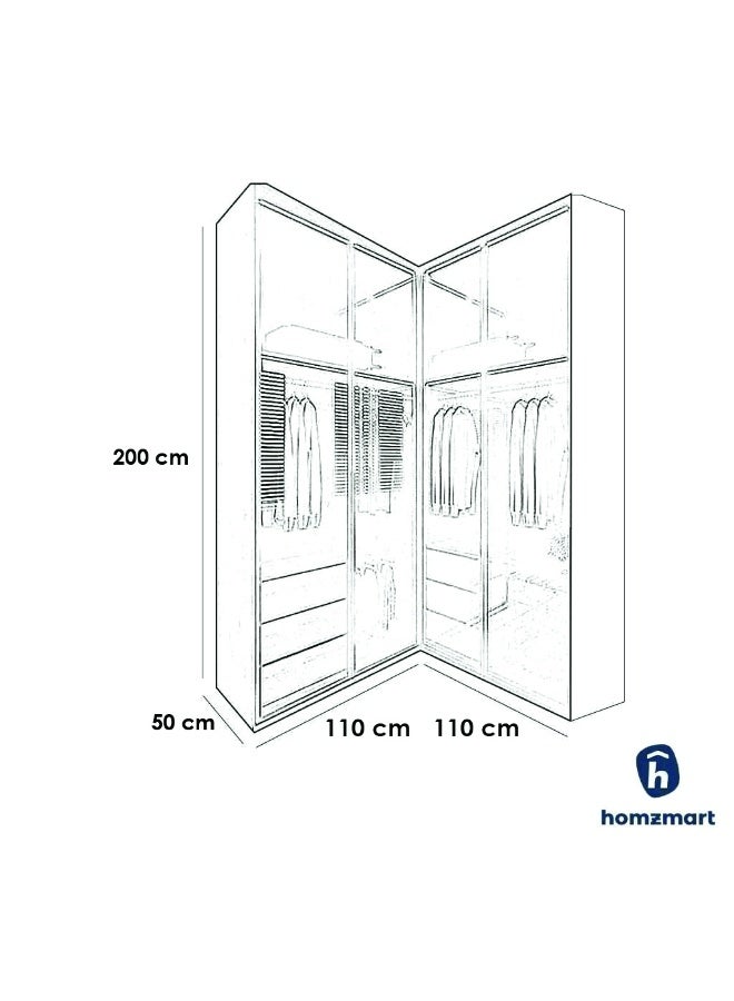 هومزمارت خزانة ملابس خشب كونتر أسود وبيج - 110×200×50 سم - Image 2