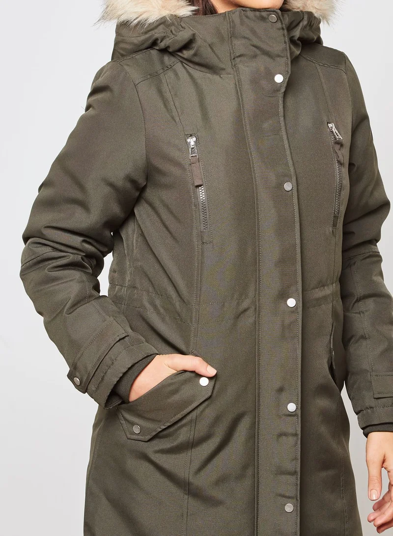 VERO MODA Faux Fur Hooded Jacket