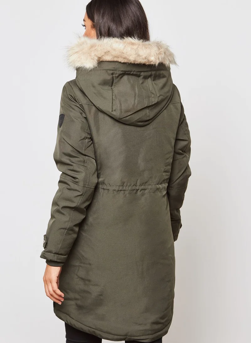 VERO MODA Faux Fur Hooded Jacket