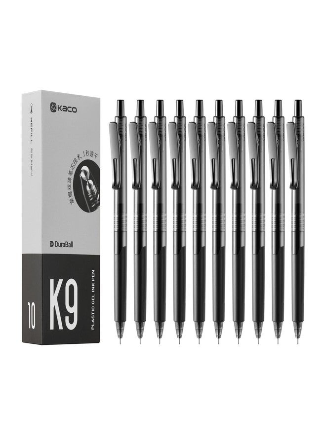Kaco K9 Gel Pens Black Ink 10 Pieces Set Retractable 0.5mm Fine Point, Quick Drying, Aesthetic Pens, School Office Supplies - Image 1