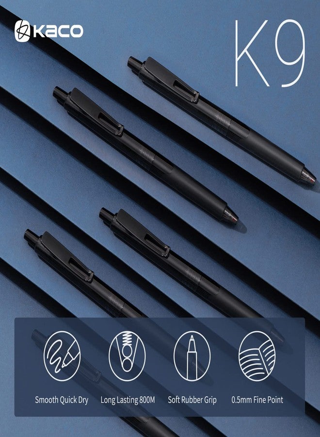 Kaco K9 Gel Pens Black Ink 10 Pieces Set Retractable 0.5mm Fine Point, Quick Drying, Aesthetic Pens, School Office Supplies - Image 3