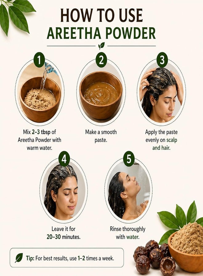Novel Exporters 100G Natural Areetha Powder for Hair | Soapnut Herbal Shampoo | Controls Dandruff, Reduces Hair Fall, Boosts Hair Growth | 100% Pure & Chemical-Free - Image 4