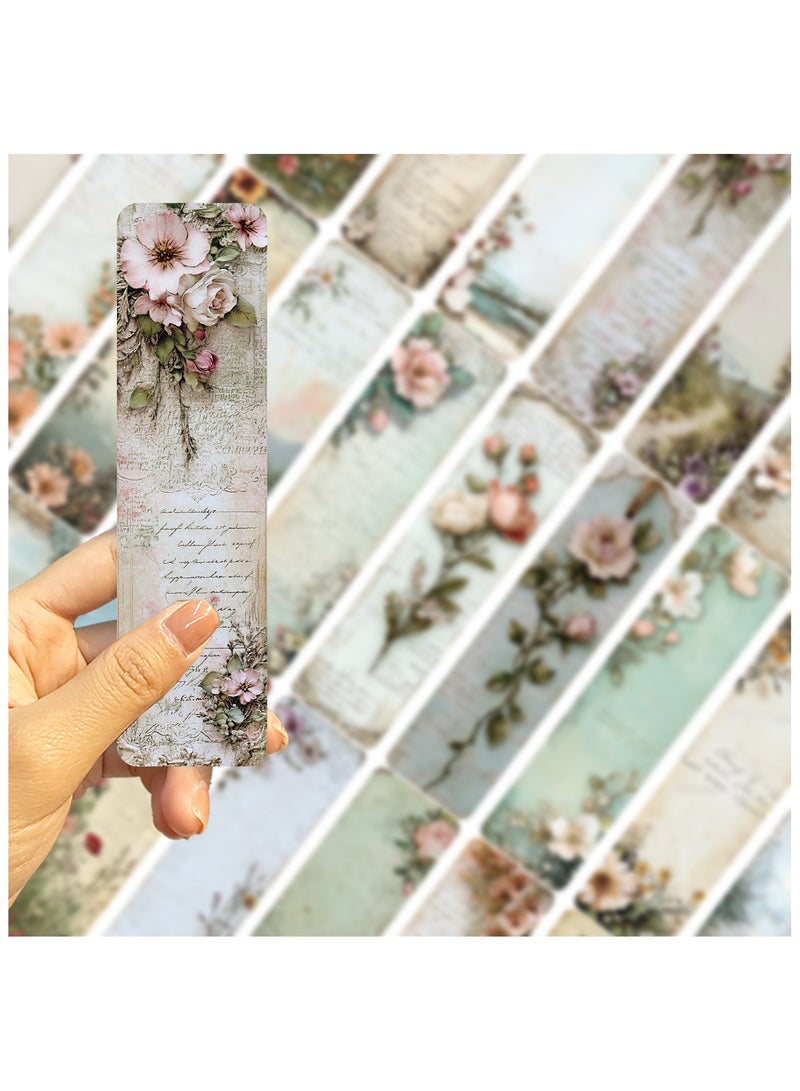 30Pcs Nature Pictures of Flowers Paper Bookmarks for Book Lovers, Vintage Aesthetic Bookmark Simple Style Book Accessories Natural Style Book Marks,Boxed Bookmarks Set as Gifts for Students - Image 3