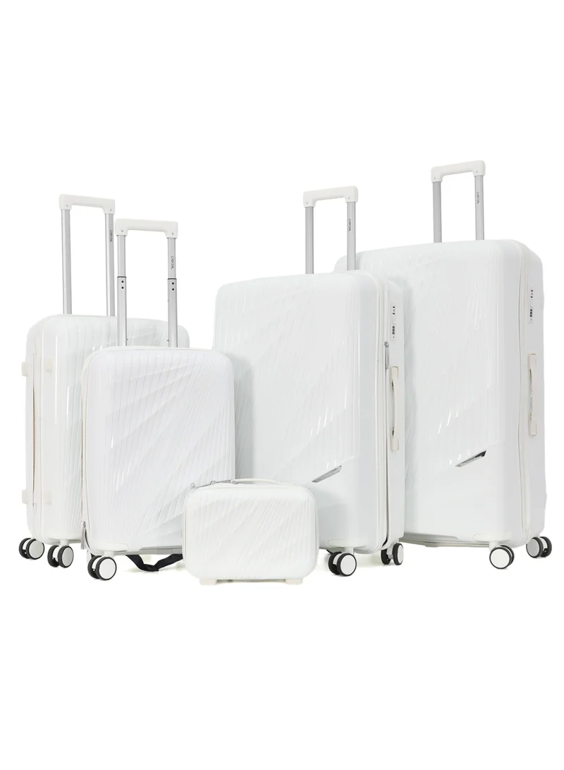 كابيتال Unbreakable Hardshell PP Luggage Trolley Bag 5 Pieces Set With Double Spinner Wheels (BC-12",S-20",M-24",L-28",XL-32")