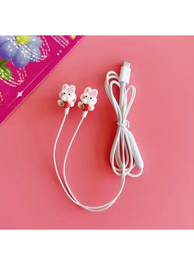 White Type C Wired Headset With Microphone Volume Adjustment And Noise Reduction - Image 1