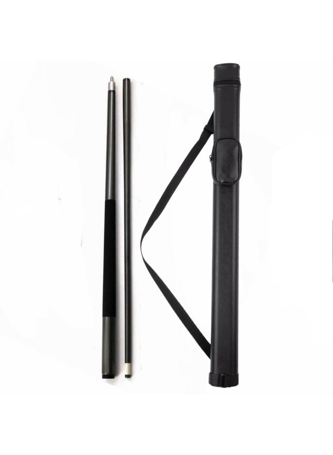 عصا بلياردو من ألياف الكربون بنصف وصلة وطرف 12 مم - عصا بلياردو وسنوكر احترافية من قطعتين مع حقيبة حمل محمولة وحقيبة تخزين متينة (أسود) - Image 1