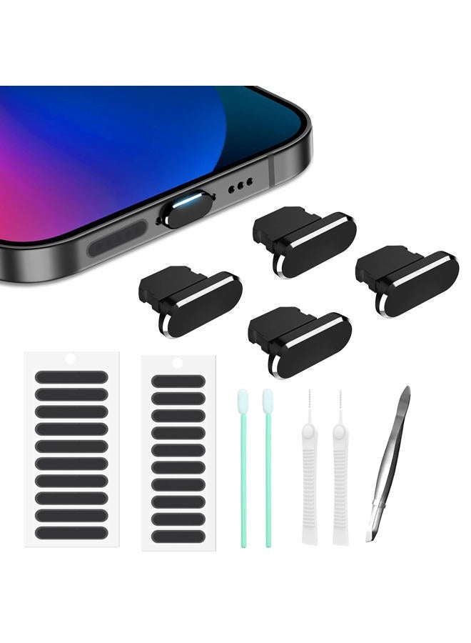 Gavemi Dust Plug for iPhone, Compatible with iPhone and AirPods, Lightning Port Plug Protector Charging Port Anti Dust Cover Includes Speaker Cover (Black) - Image 1