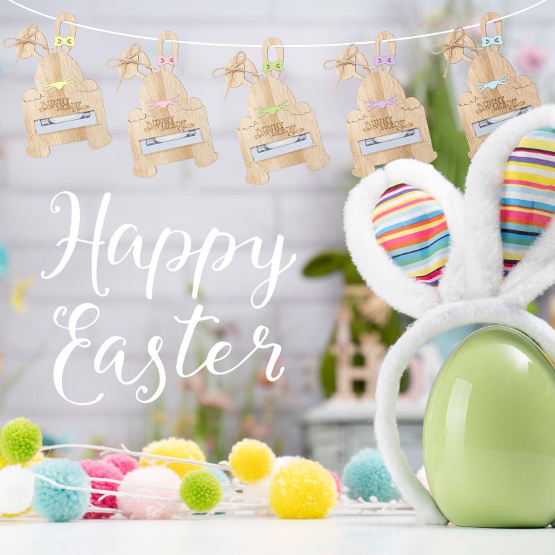 Beeveer 10 Pcs Easter Bunny Money Holder for Cash Gift Wooden Rabbit Gift Cards Cash Holder for Basket Stuffers Easter Holiday Hunting Money Tree Ornaments Table Centerpiece Decorations - Image 4