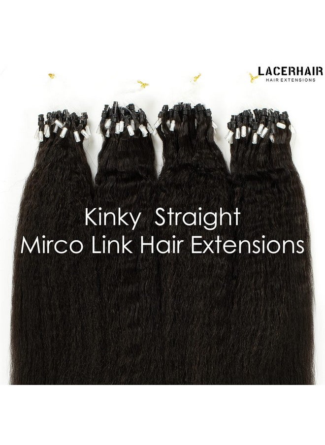 Lacer 16 Inch Micro Links Human Hair For Black Women Kinky Micro Loop Hair Extensions Black Real Remy Hair Extensions Natural Black Kinky Straight Micro Loop Human Hair Extensions 50 Gram 50 Strands  - Image 5