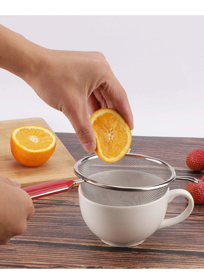 Generic - Stainless Steel Strainer(Size:125*270)Strainer for Kitchen Powdered Sugar Cake Flour (Color: Silver Red) - Image 1