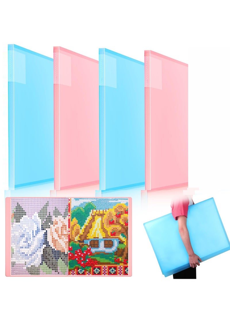 Excefore 4 Pack A3 Diamond Painting Storage Book, 60 Pages Portfolio Folder for Artwork with Sleeves Protector, Artwork 16.5 x 11.9 Inches (Blue, Pink)  - Image 1