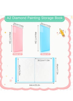 Excefore 4 Pack A3 Diamond Painting Storage Book, 60 Pages Portfolio Folder for Artwork with Sleeves Protector, Artwork 16.5 x 11.9 Inches (Blue, Pink)  - Image 2