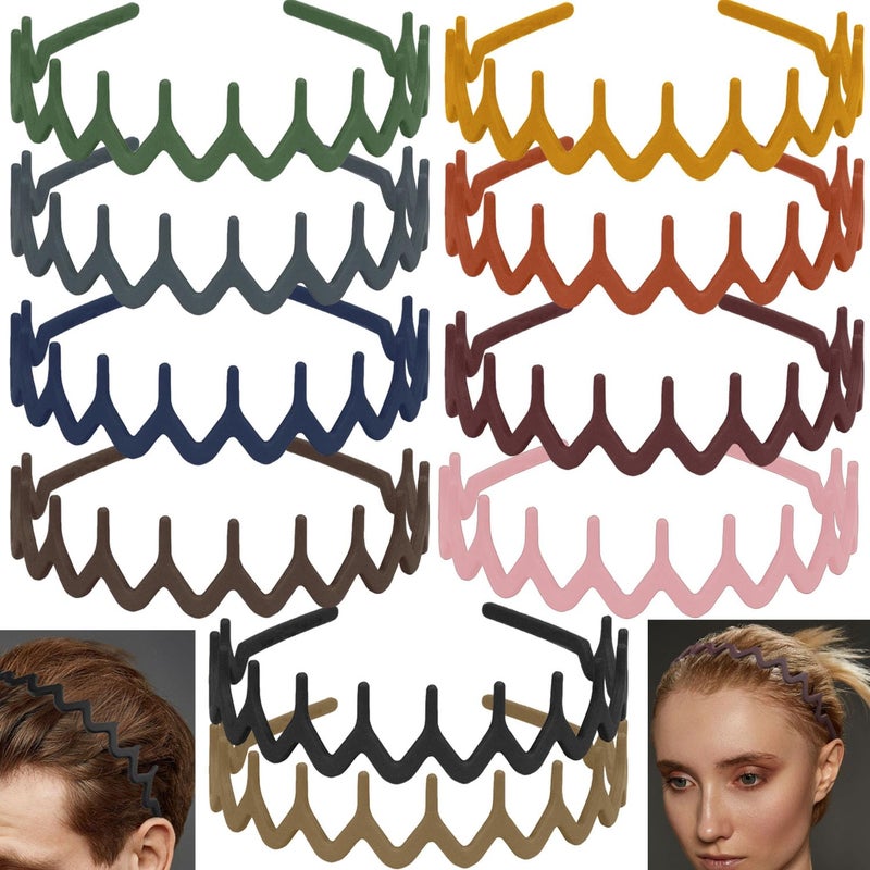 LAPOHI 10 PCS Non Slip Fashion Effortless Plastic Headbands with Teeth Comb Skinny Hair Bands for Women Men Teen Girls Comb Teeth Morandi - Image 2