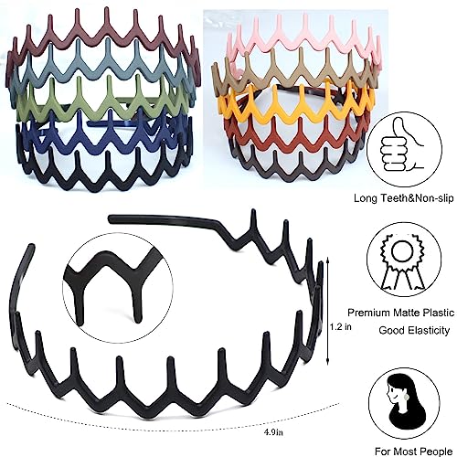 LAPOHI 10 PCS Non Slip Fashion Effortless Plastic Headbands with Teeth Comb Skinny Hair Bands for Women Men Teen Girls Comb Teeth Morandi - Image 3