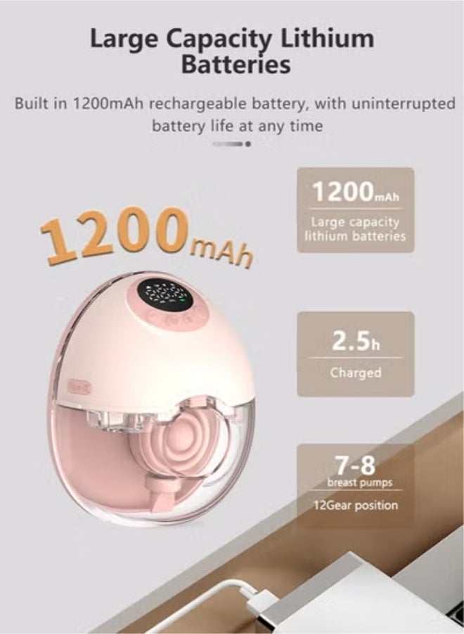 CHUNHUA Wearable Electric Breast Pump – Hands-Free, Voice Broadcast, 4 Modes & 12 Levels, Low Noise, Smart LED Display - Image 3
