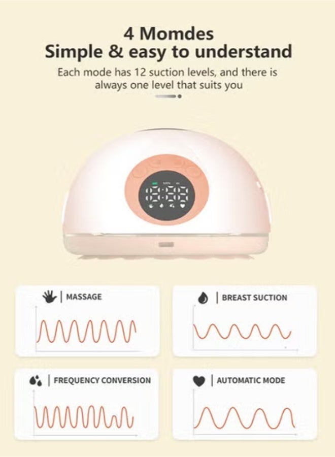 CHUNHUA Wearable Electric Breast Pump – Hands-Free, Voice Broadcast, 4 Modes & 12 Levels, Low Noise, Smart LED Display - Image 4