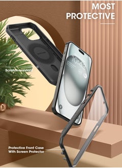 SupCase iPhone 15 6.1 inch Compatible with MagSafe Full Body Rugged Case with Built In Screen Protector and Kickstand and Belt Clip Black  - Image 3