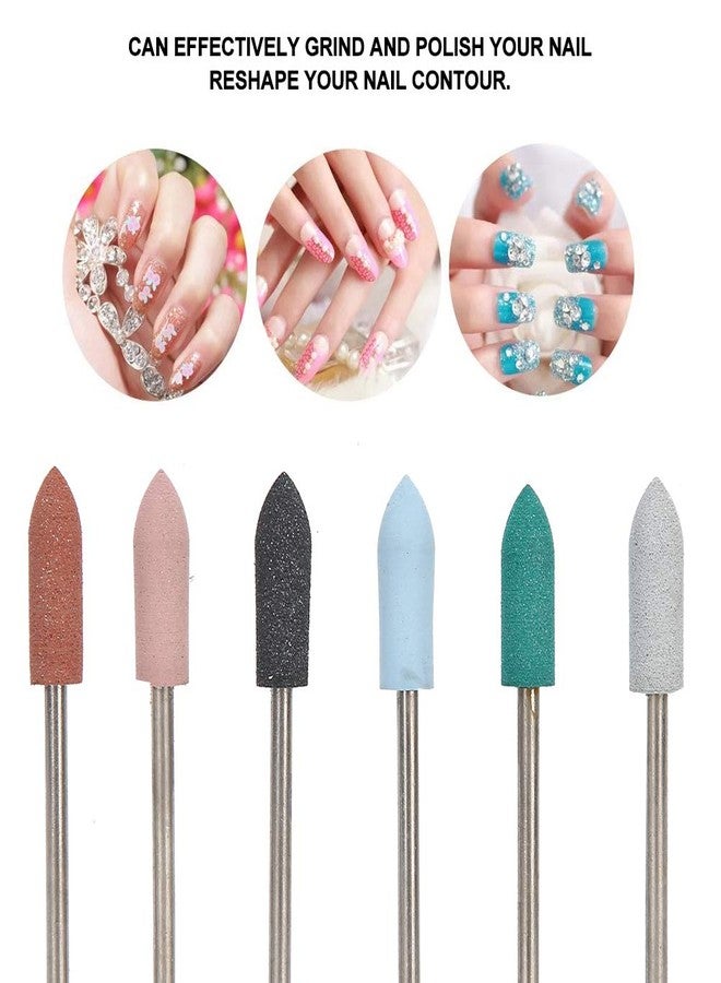 TMISHION 6PCS Nail Drill Bits, Cuticle Cleaner Dust Drill Brush Rotary Polishing Buffing File Burrs Nail Polishing Nail Art Grinding Head Dead Skin Removal Tool for Nail Salon Manicure Pedicure(02) - Image 3