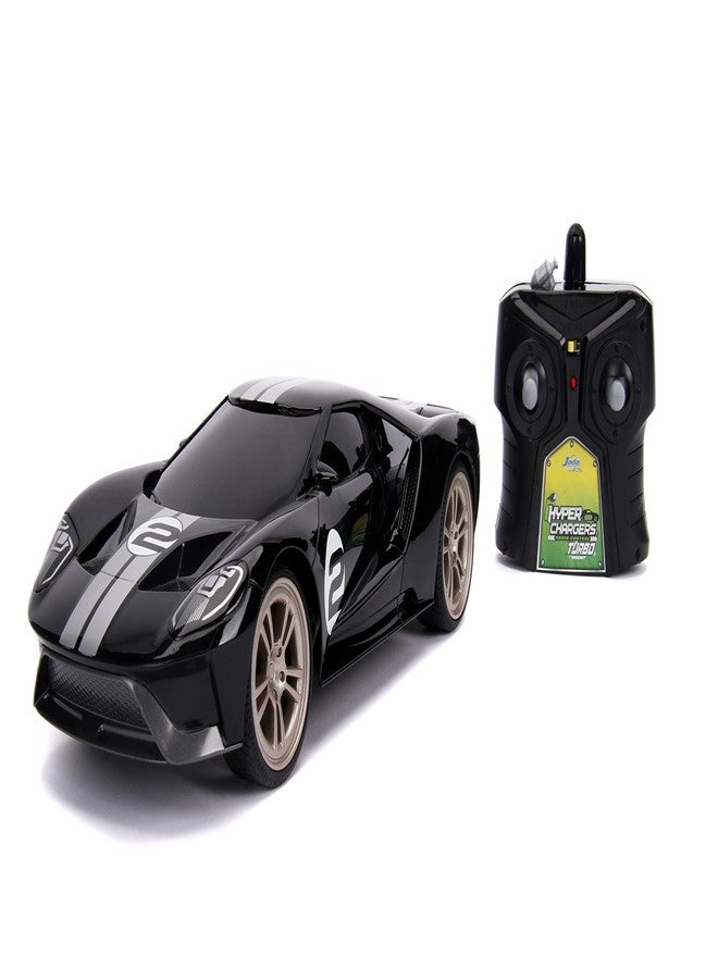 Jada Hyperchargers 1:16 2017 Ford GT Remote Control Car 2.4 GHz Black/White, Toys for Kids and Adults - Image 1