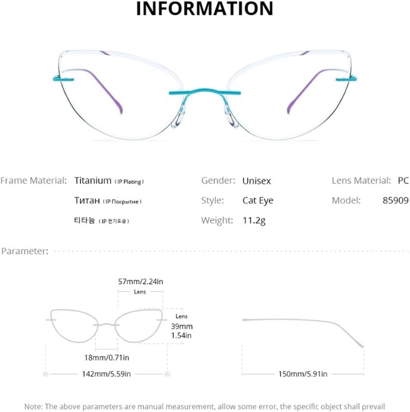 FONEX Titanium Glasses Frame,Rimless Frameless Optical Eyewear Eyeglasses for Men and Women F85634 - Image 3