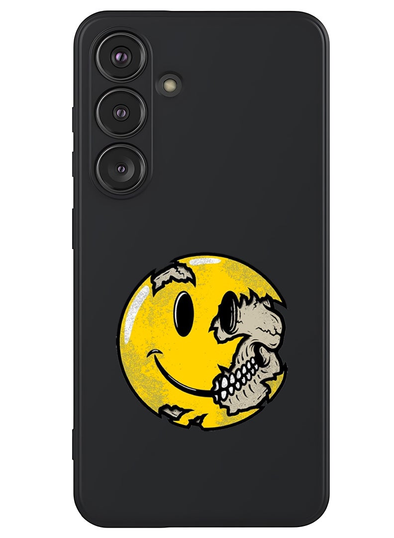 Theodor Protective Slim Fit Case Liquid Silicone Cover with Full Body Protection Anti-Scratch Shockproof Case For Samsung Galaxy S25 Plus (Black) - Smiley (3) - Image 1