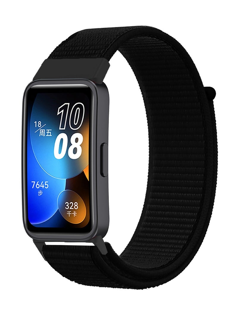 Nylon Strap Suitable for Huawei Band 8/9/10 Sports Watchband Black - Image 1