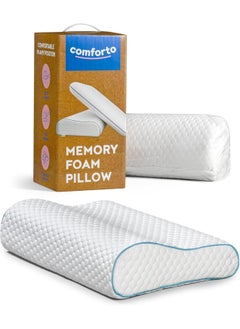 Comforto COMFORTO Neck Orthopedic Cervical Pillow for Pain Relief Contour Memory Foam Pillows Ergonomic for Sleeping Bed Pillow Support with Cooling Pillowcase for Side Back Stomach Sleepers  - Image 1
