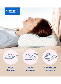 Comforto COMFORTO Neck Orthopedic Cervical Pillow for Pain Relief Contour Memory Foam Pillows Ergonomic for Sleeping Bed Pillow Support with Cooling Pillowcase for Side Back Stomach Sleepers  - Image 2