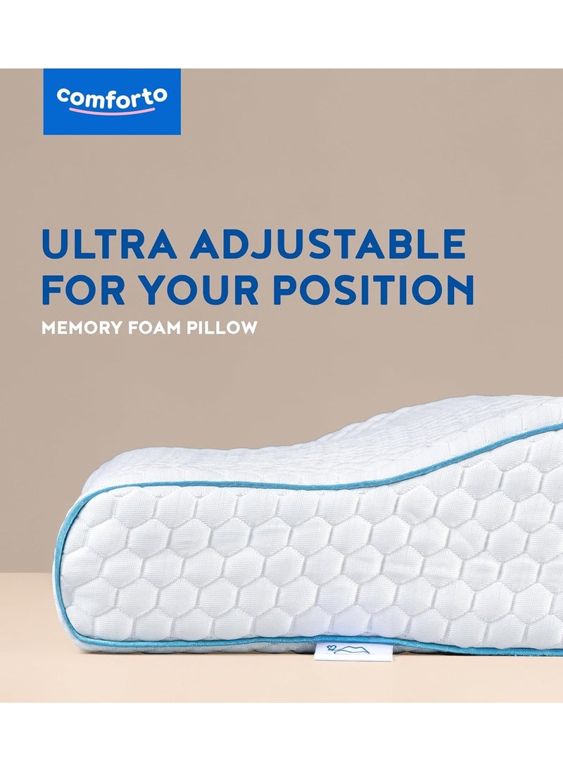 Comforto COMFORTO Neck Orthopedic Cervical Pillow for Pain Relief Contour Memory Foam Pillows Ergonomic for Sleeping Bed Pillow Support with Cooling Pillowcase for Side Back Stomach Sleepers  - Image 3