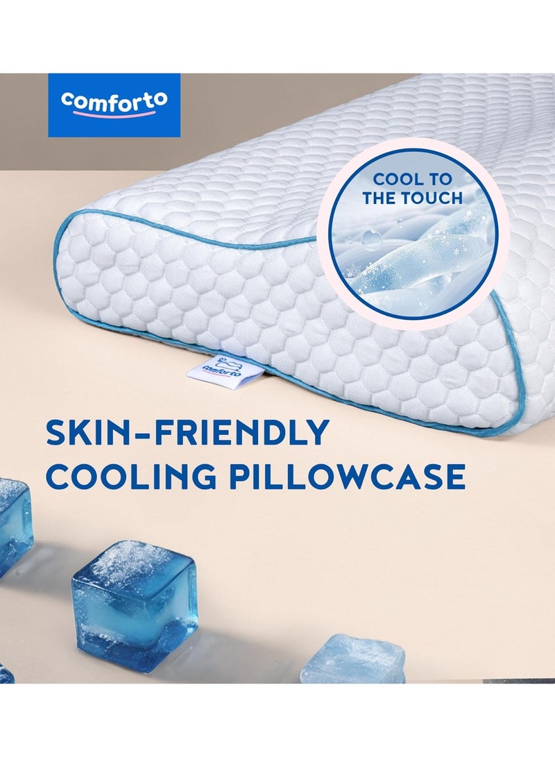 COMFORTO CHILD AND TRAVEL Neck Orthopedic Cervical Pillow for Pain Relief Contour Memory Foam Pillows Ergonomic for Sleeping Bed Pillow Support with Cooling Pillowcase for Side Back Stomach Sleepers - Image 4