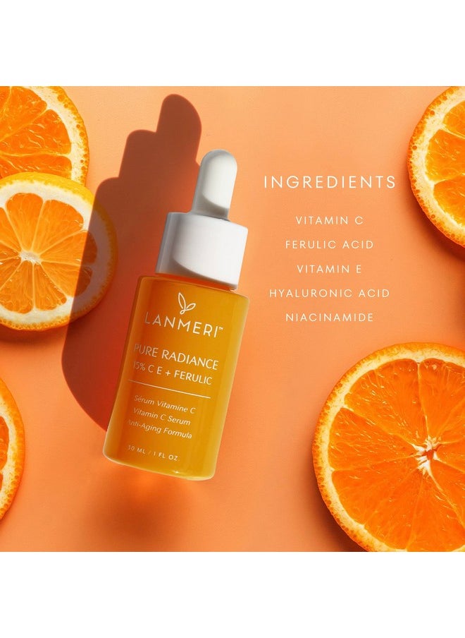 Lanmeri - Vitamin C Face Serum With 15% Pure Lascorbic Acid & Vitamin E Anti Aging Skin Brightening Dark Spot Corrector Serum 30Ml - Image 1