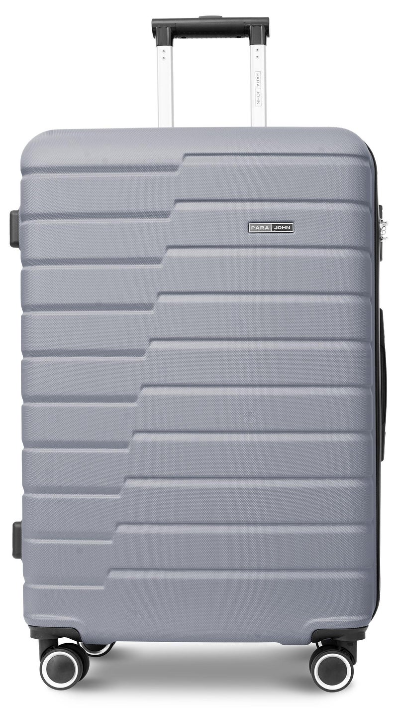 حقيبة سفر بعجلات كبيرة خفيفة الوزن من بلاستيك  صلبة -  بوصة تحمل  كجم بعجلات رباعية فضية