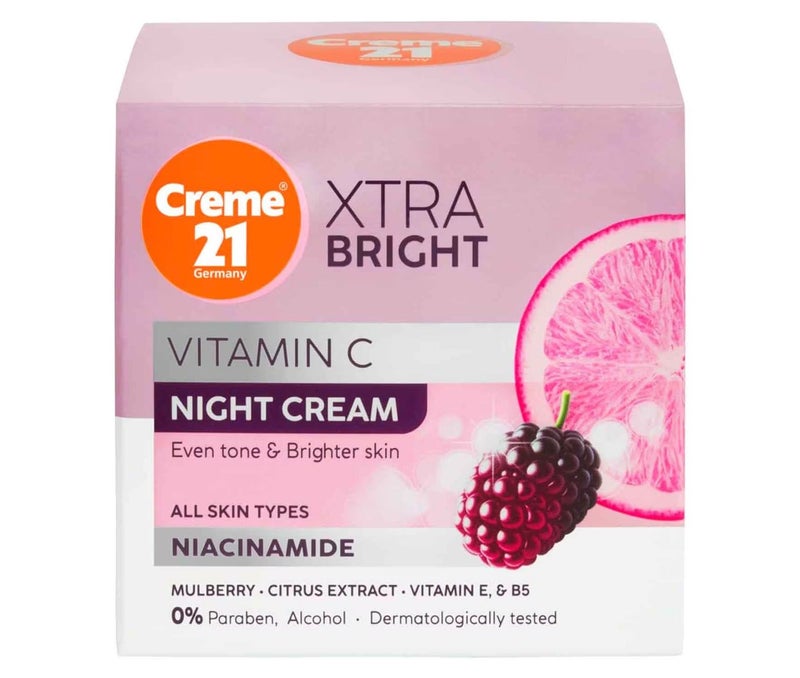 Creme 21 Extra Bright Night Cream with Vitamin C  for Radiance and Even Skin Tone 50ml - Image 1