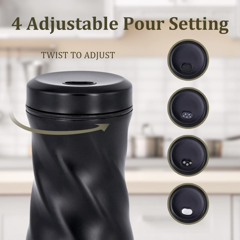 Neodaco Black Salt and Pepper Shakers with Adjustable Pour Hole by , Modern Glass Salt Shaker with Stainless Steel Lids for Kitchen Gadgets Table, RV, Ideal for Himalayan, Kosher, and Black Pepper - Image 3