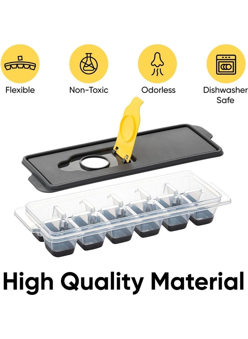 12 Ice Cube Tray with Easy-Fill Lid Made of Plastic and Flexible Silicone Base for Easy Release of Ice Cubes Chocolate Jelly Cookie Mold-Multicolor - Image 4