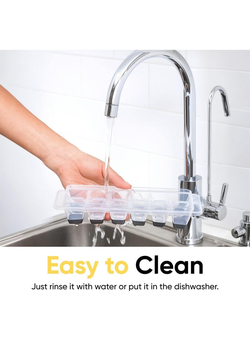 12 Ice Cube Tray with Easy-Fill Lid Made of Plastic and Flexible Silicone Base for Easy Release of Ice Cubes Chocolate Jelly Cookie Mold-Multicolor - Image 5