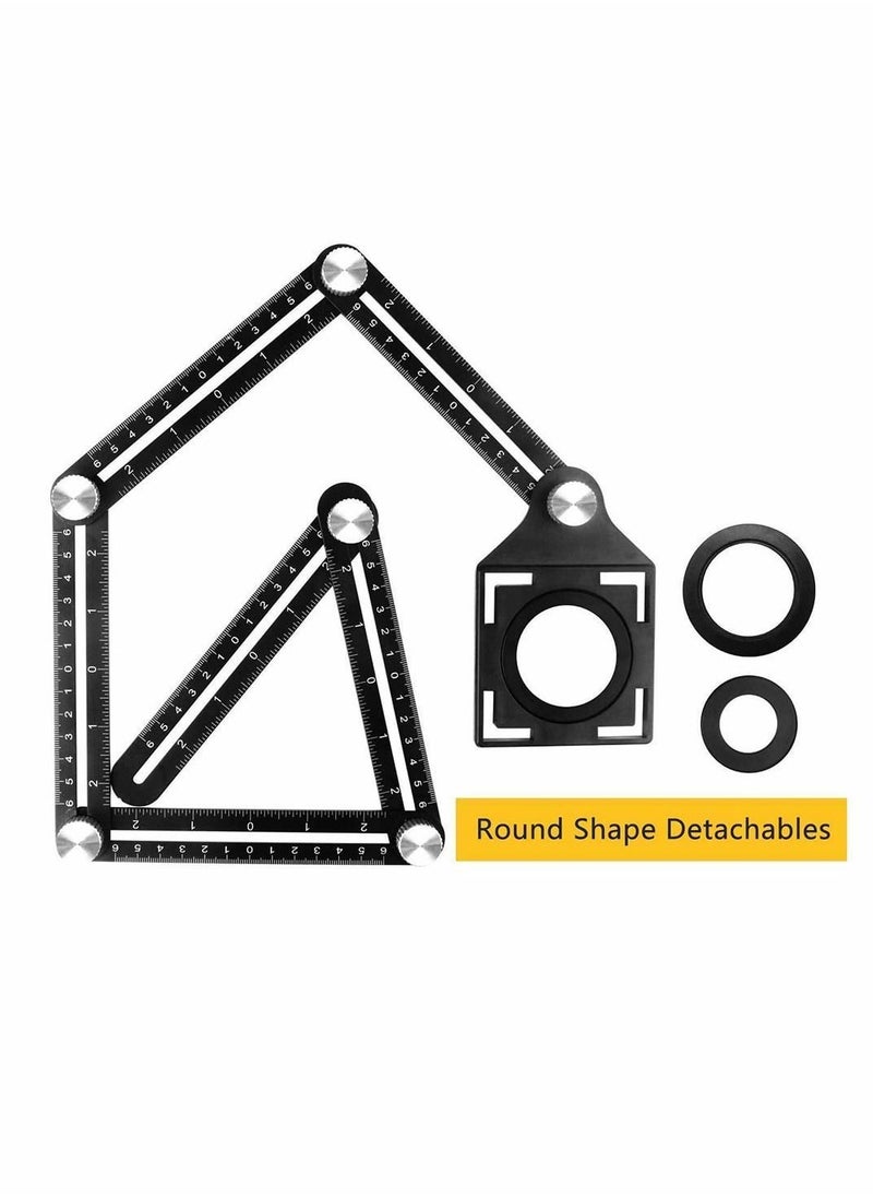 Y&D - Multi Angle Measuring Ruler, Aluminum Alloy Template Tool Drill Guide Ceramic Tile Hole Punch Locator, 6 Fold for DIY Handymen Builders Carpenters, Tilers, Craftsmen - Image 1