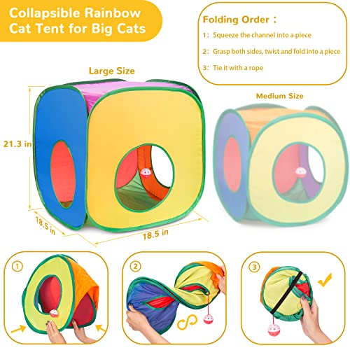 Retro Shaw Cat Toys, 33Pack Large Cats Toys, Interactive Kitten Toys for Indoor Cats Kitty with Collapsible Game Tunnel Tube Tent Feather Wand Teaser Bell Fuzzy Ball Springs Mouse Toys - Image 3