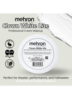 mehron Mehron Makeup Clown White Lite | Professional Face Paint & Body Paint | White Cream Clown Makeup, Stage, Film, Cosplay, Mime, & Halloween 7 oz (198 g)  - Image 4