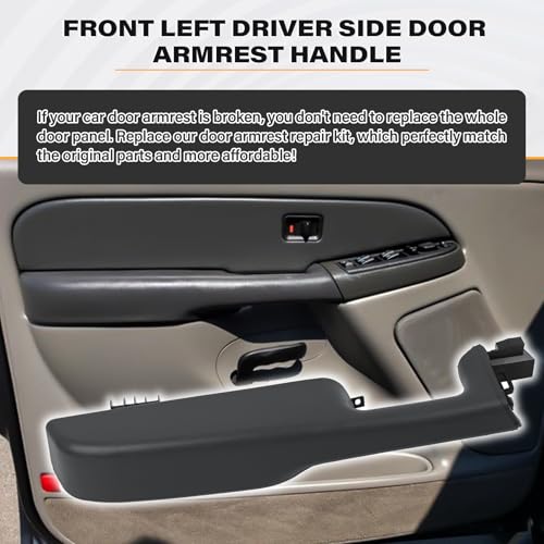SAYNO 12472876 Front Driver Side Door Armrest Handle Compatible with 1999-2006 Chevy Suburban Silverado Sierra Tahoe Avalanche Escalade & GMC Yukon, Front Left Side Door Arm Rest with Handle, Dark Gray - Image 2