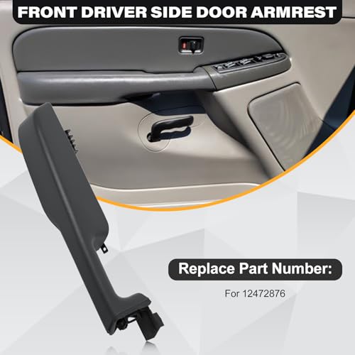 SAYNO 12472876 Front Driver Side Door Armrest Handle Compatible with 1999-2006 Chevy Suburban Silverado Sierra Tahoe Avalanche Escalade & GMC Yukon, Front Left Side Door Arm Rest with Handle, Dark Gray - Image 4
