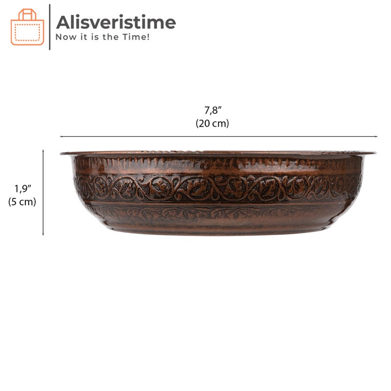 Alisveristime وعاء الحمام التركي التقليدي من أليشفيرستيم مع زخارف أصلية (440 جرام (15.50 أونصة) مصنوع من الزنك (قطر 7.87 بوصة) (نحاس عتيق) - Image 3