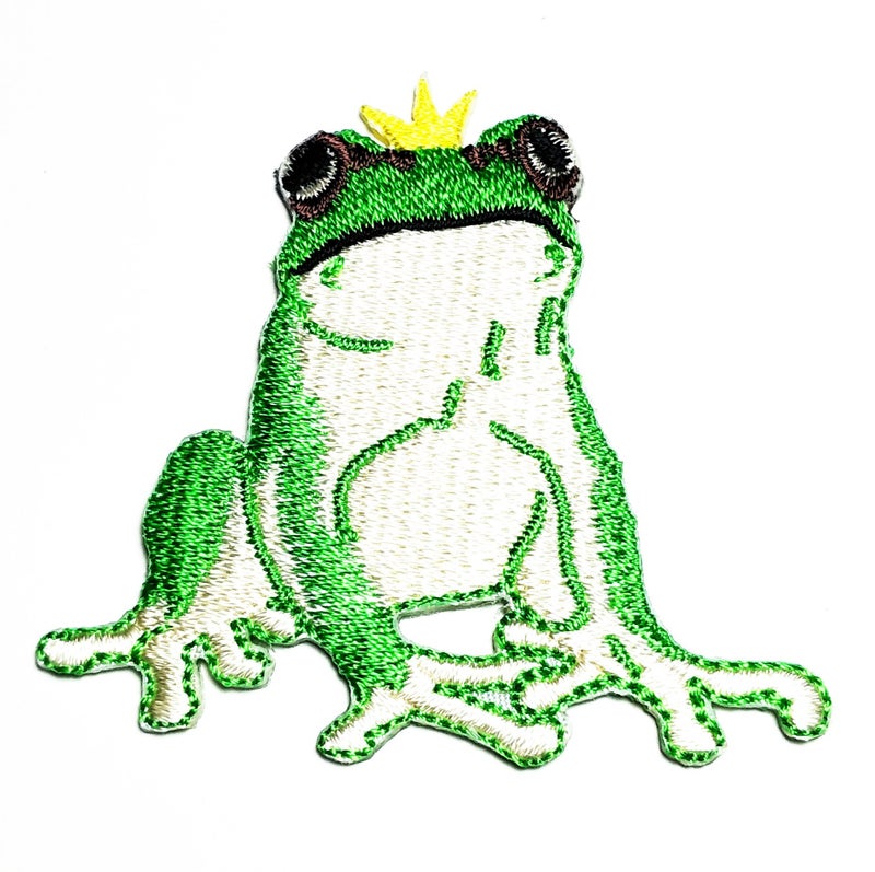 HHO CARTOON PATCH HHO Green Frog Cartoon Kids Patch Embroidered DIY Patches, Cute Applique Sew Iron on Kids Craft Patch for Bags Jackets Jeans Clothes - Image 2